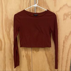 Topshop Cropped Ribbed Long Sleeve